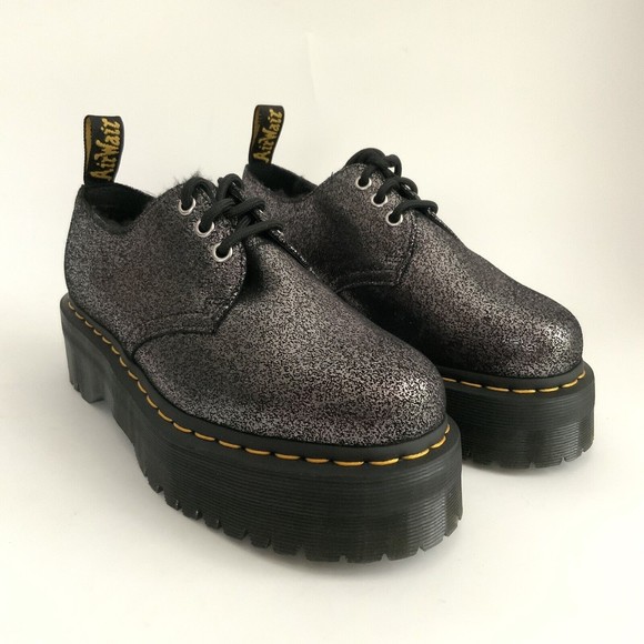 Dr. Martens Quad Platform Crackled Metallic Leather 1461 Quad Boots 8 - Picture 12 of 12